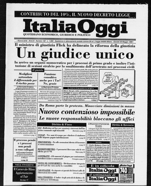 Italia oggi : quotidiano di economia finanza e politica